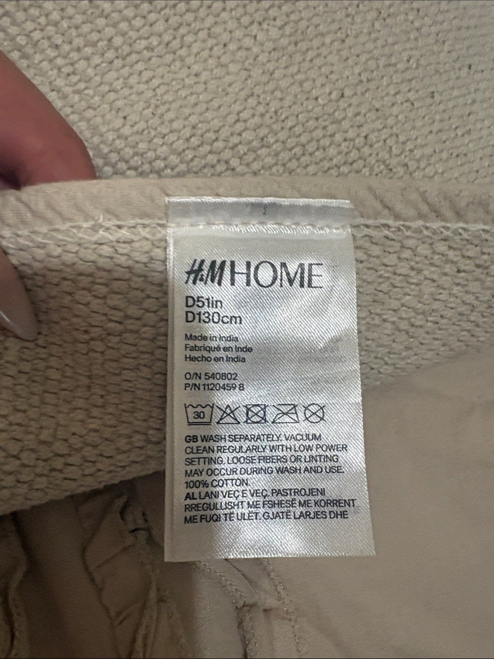 H&M HOME Neutral Cream Round Textured Rug - Picture 2 of 4